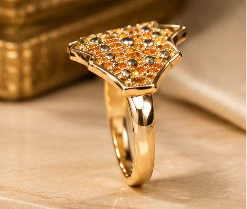 Gold Fan Pavé Crystal Ring