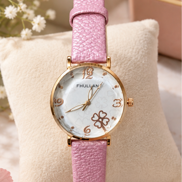 Pink Floral Wrist Watch