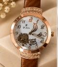 D'Lon Rose Gold Floral Crystal Watch
