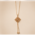 Gold Diamond Pendant Tassel Necklace