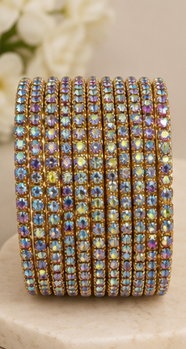 Gold Aurora Crystal Bangles Set