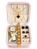 Black & Gold Jewellery Box Deal – Watch, Necklace, Bracelet, Earrings & Ring Set