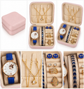 Blue & Gold Jewellery Box Deal – Watch, Necklace, Bracelets, Earrings & Rings Set