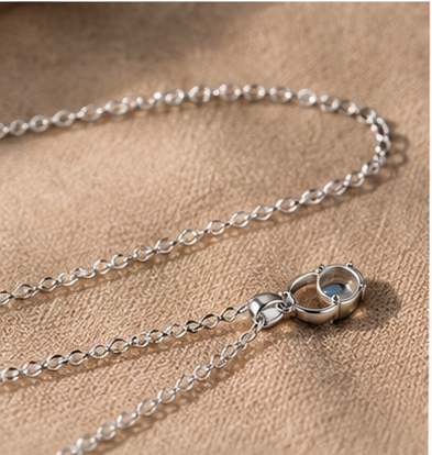 Silver Blue Topaz Solitaire Pendant Necklace