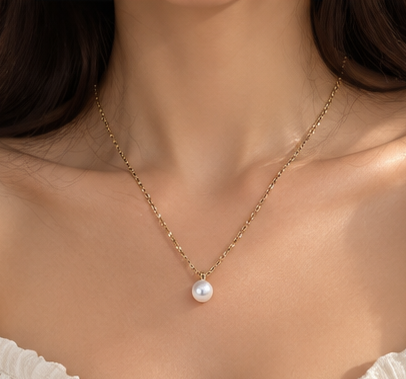 Silver Freshwater Pearl Solitaire Necklace
