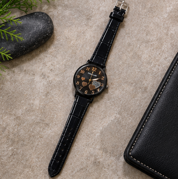 Fhullan Black Heart Crystal Watch
