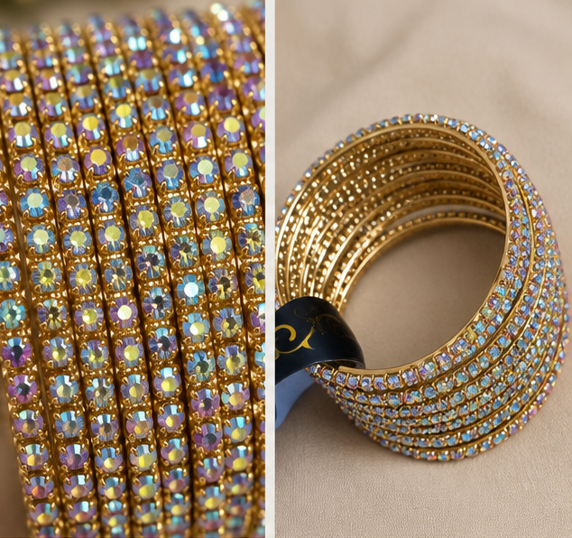 Gold Aurora Crystal Bangles Set