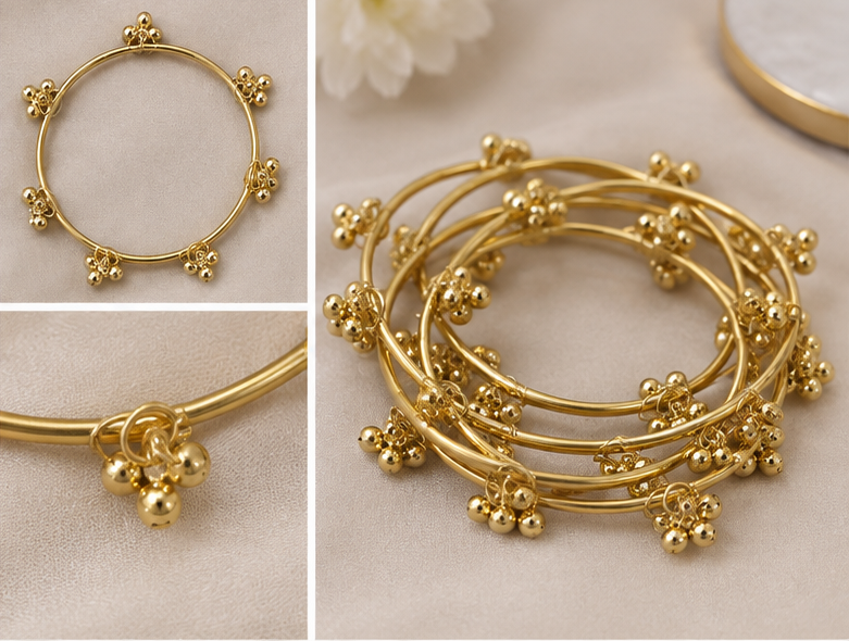 Gold Ghungroo Bead Bangles Set