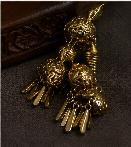 Gold Filigree Bangles with Jhumka Tassel