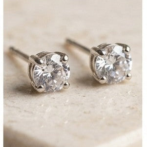 Earrings Trio Set - CZ Studs, Black Clover & Black Flower Studs