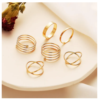 Gold Nail Rings Set