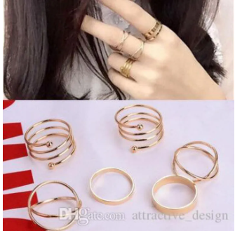 Gold Nail Rings Set