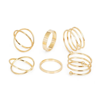 Gold Nail Rings Set