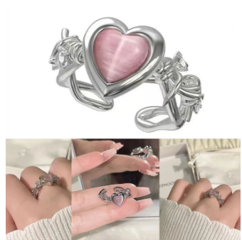 Pink Heart Adjustable Ring
