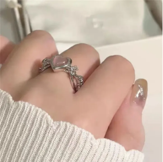 Pink Heart Adjustable Ring