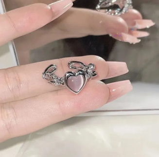 Pink Heart Adjustable Ring