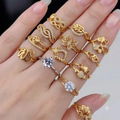 Gold Zircon Ring Set for Women