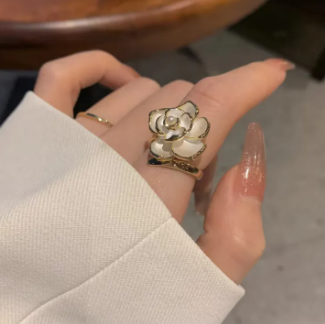 Pearl Camellia Flower Ring