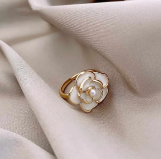 Pearl Camellia Flower Ring