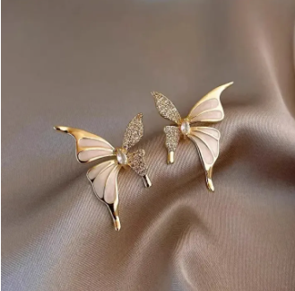 Golden Zirconia Butterfly Earrings