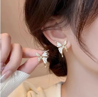 Golden Zirconia Butterfly Earrings