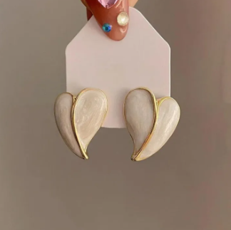 Ivory Heart Wing Drop Earrings
