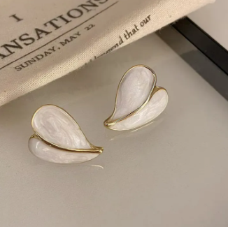 Ivory Heart Wing Drop Earrings