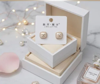 Gold Square Crystal Stud Earrings